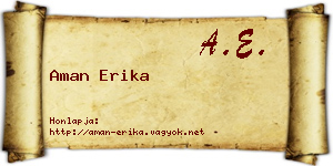 Aman Erika névjegykártya